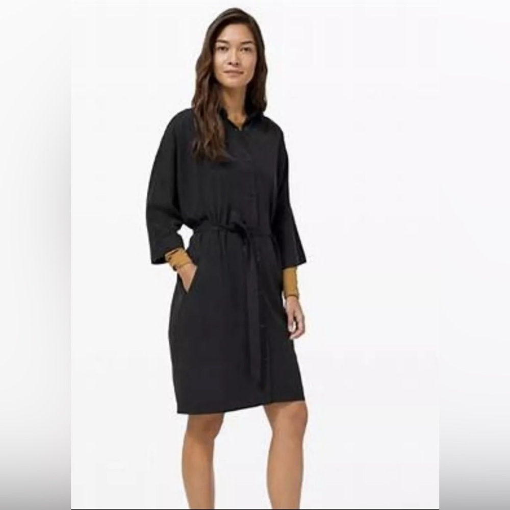 Lululemon Black Shirt Dress with Belt strap
